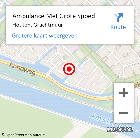 Locatie op kaart van de 112 melding: Ambulance Met Grote Spoed Naar Houten, Grachtmuur op 13 oktober 2015 21:11