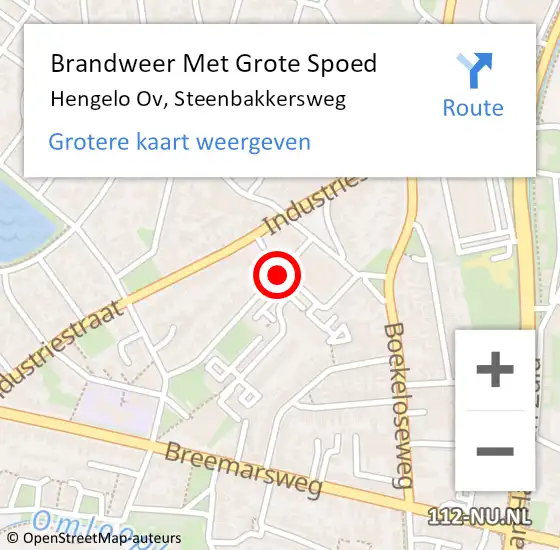 Locatie op kaart van de 112 melding: Brandweer Met Grote Spoed Naar Hengelo Ov, Steenbakkersweg op 13 oktober 2015 21:21