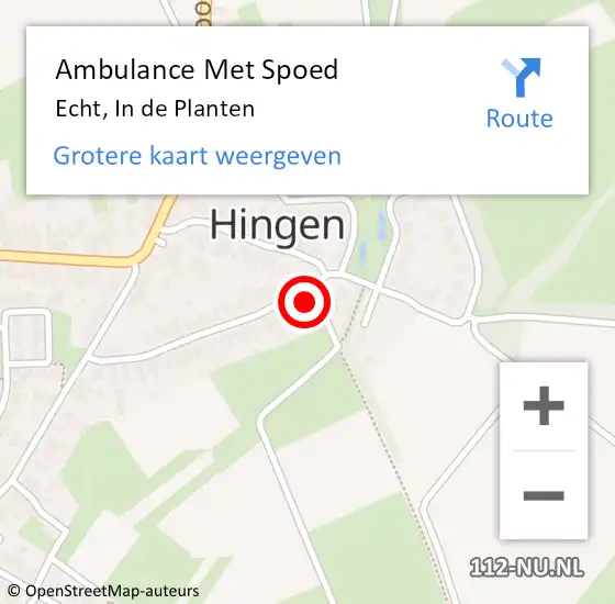 Locatie op kaart van de 112 melding: Ambulance Met Spoed Naar Echt, In de Planten op 13 oktober 2015 23:27