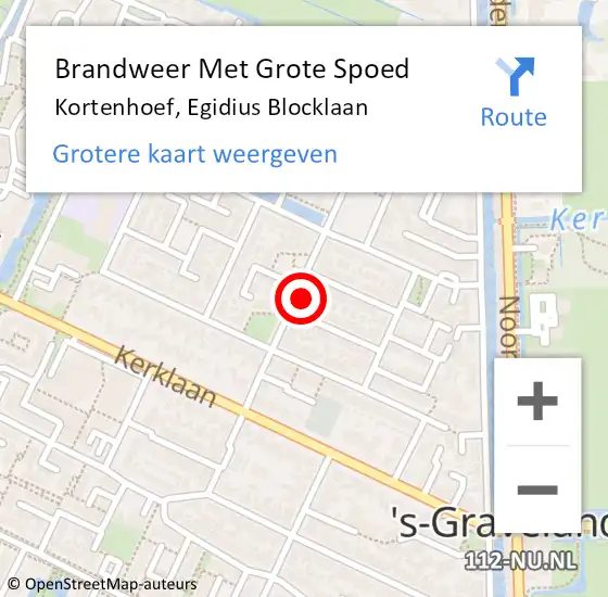 Locatie op kaart van de 112 melding: Brandweer Met Grote Spoed Naar Kortenhoef, Egidius Blocklaan op 13 oktober 2015 23:35