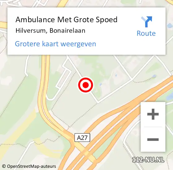 Locatie op kaart van de 112 melding: Ambulance Met Grote Spoed Naar Hilversum, Bonairelaan op 23 november 2013 15:44