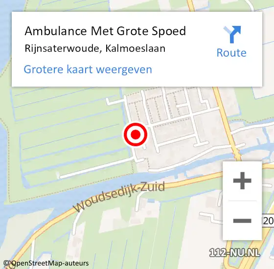 Locatie op kaart van de 112 melding: Ambulance Met Grote Spoed Naar Rijnsaterwoude, Kalmoeslaan op 14 oktober 2015 06:45