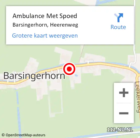 Locatie op kaart van de 112 melding: Ambulance Met Spoed Naar Barsingerhorn, Heerenweg op 14 oktober 2015 08:01