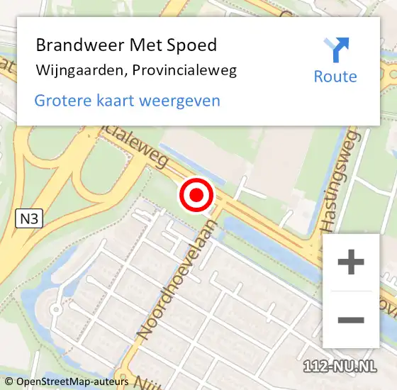 Locatie op kaart van de 112 melding: Brandweer Met Spoed Naar Wijngaarden, Provincialeweg op 14 oktober 2015 09:06