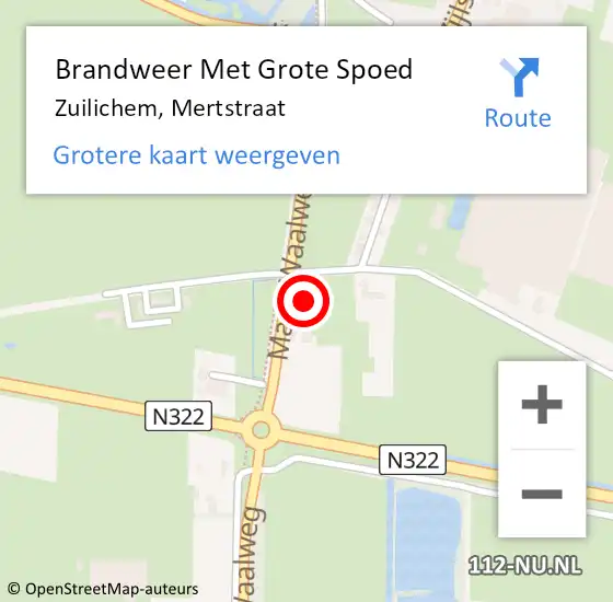 Locatie op kaart van de 112 melding: Brandweer Met Grote Spoed Naar Zuilichem, Mertstraat op 14 oktober 2015 09:22