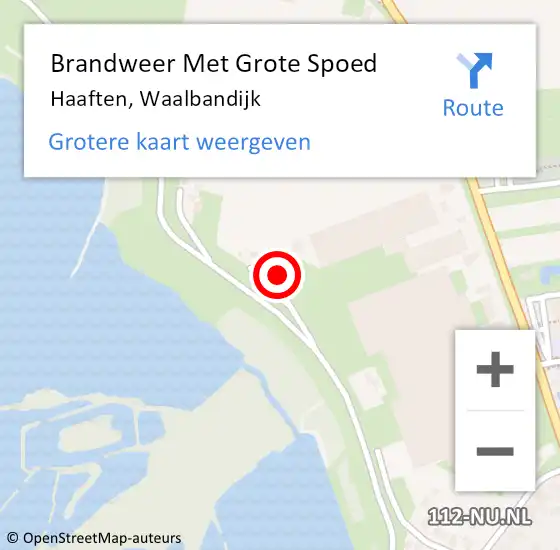 Locatie op kaart van de 112 melding: Brandweer Met Grote Spoed Naar Haaften, Waalbandijk op 14 oktober 2015 09:32