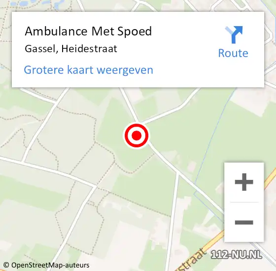 Locatie op kaart van de 112 melding: Ambulance Met Spoed Naar Gassel, Heidestraat op 14 oktober 2015 12:34