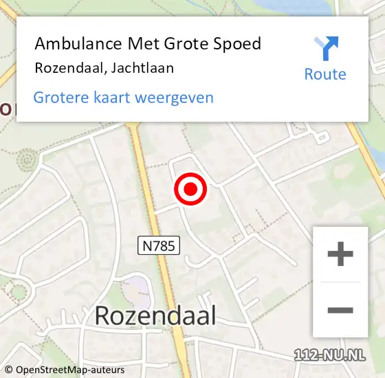 Locatie op kaart van de 112 melding: Ambulance Met Grote Spoed Naar Rozendaal, Jachtlaan op 14 oktober 2015 13:05