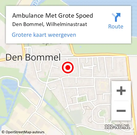 Locatie op kaart van de 112 melding: Ambulance Met Grote Spoed Naar Den Bommel, Wilhelminastraat op 14 oktober 2015 13:11