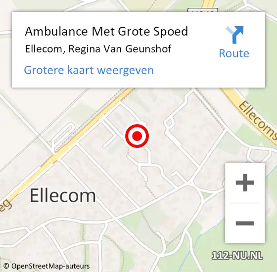 Locatie op kaart van de 112 melding: Ambulance Met Grote Spoed Naar Ellecom, Regina Van Geunshof op 14 oktober 2015 13:17