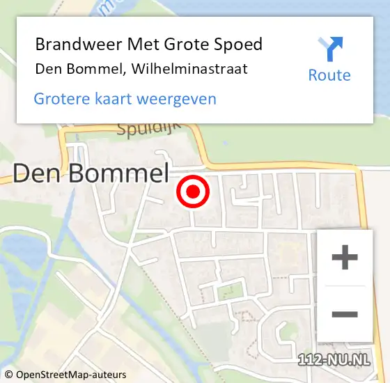 Locatie op kaart van de 112 melding: Brandweer Met Grote Spoed Naar Den Bommel, Wilhelminastraat op 14 oktober 2015 13:32