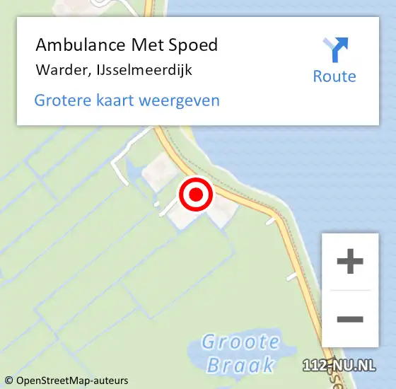 Locatie op kaart van de 112 melding: Ambulance Met Spoed Naar Warder, IJsselmeerdijk op 14 oktober 2015 14:46