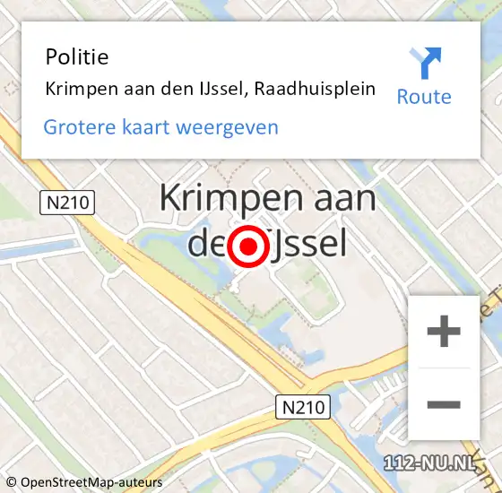 Locatie op kaart van de 112 melding: Politie Krimpen aan den IJssel, Raadhuisplein op 23 november 2013 16:35