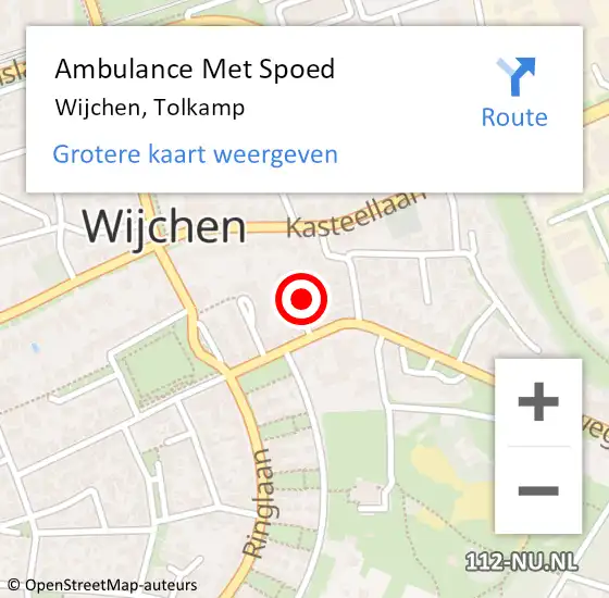 Locatie op kaart van de 112 melding: Ambulance Met Spoed Naar Wijchen, Tolkamp op 23 november 2013 16:38