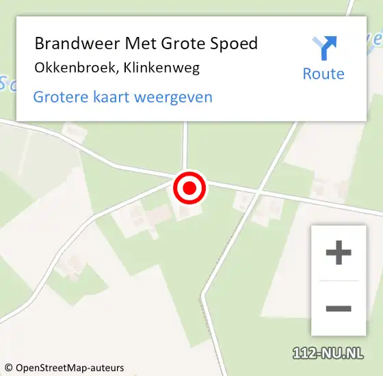 Locatie op kaart van de 112 melding: Brandweer Met Grote Spoed Naar Okkenbroek, Klinkenweg op 14 oktober 2015 15:41