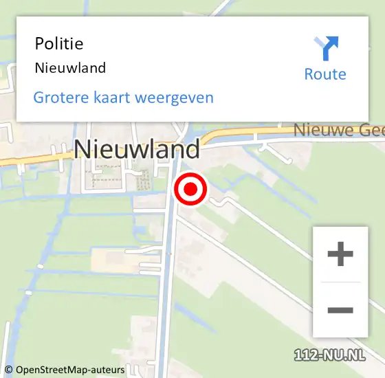 Locatie op kaart van de 112 melding: Politie Nieuwland op 14 oktober 2015 16:04