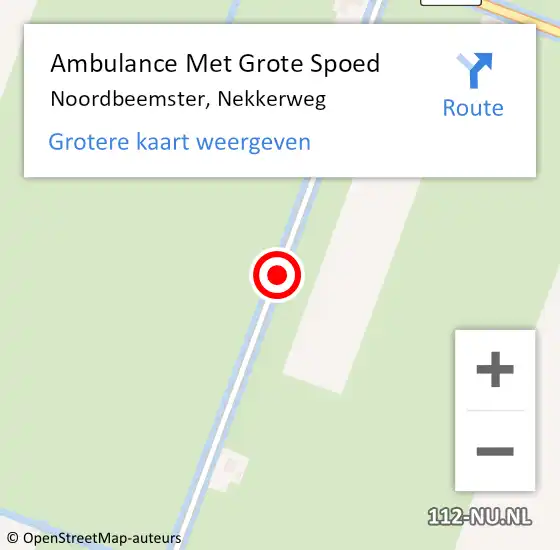 Locatie op kaart van de 112 melding: Ambulance Met Grote Spoed Naar Noordbeemster, Nekkerweg op 14 oktober 2015 16:58