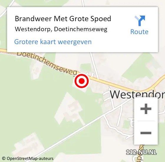 Locatie op kaart van de 112 melding: Brandweer Met Grote Spoed Naar Westendorp, Doetinchemseweg op 14 oktober 2015 17:32