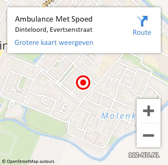 Locatie op kaart van de 112 melding: Ambulance Met Spoed Naar Dinteloord, Evertsenstraat op 15 oktober 2015 00:34