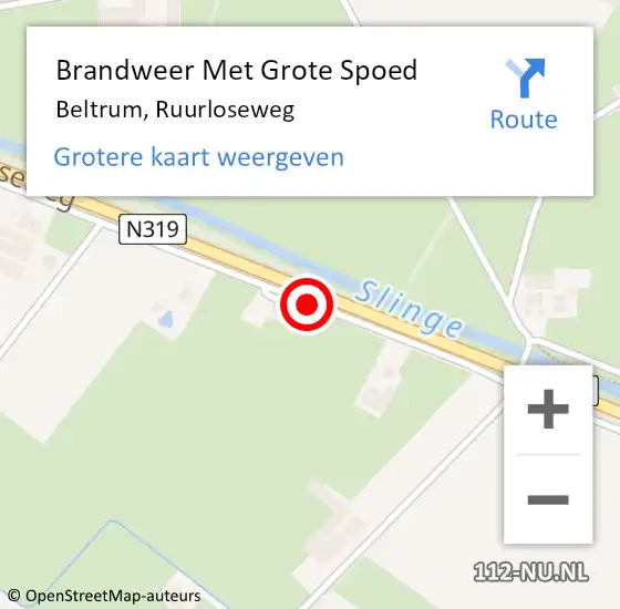 Locatie op kaart van de 112 melding: Brandweer Met Grote Spoed Naar Beltrum, Ruurloseweg op 15 oktober 2015 06:01