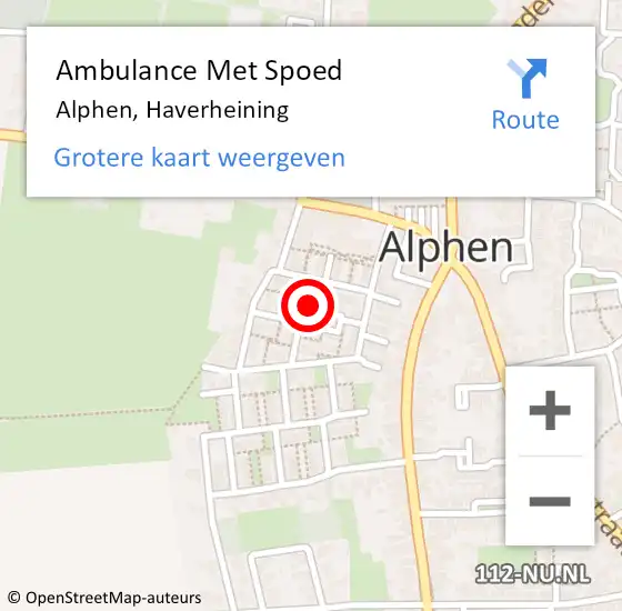 Locatie op kaart van de 112 melding: Ambulance Met Spoed Naar Alphen, Haverheining op 15 oktober 2015 07:28