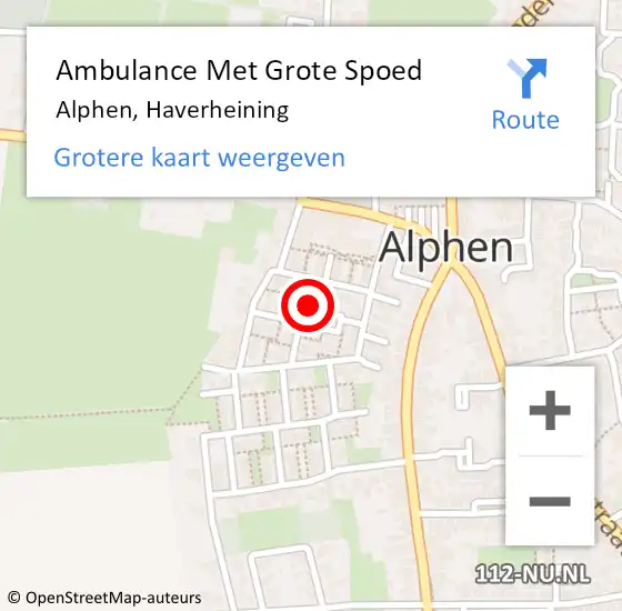 Locatie op kaart van de 112 melding: Ambulance Met Grote Spoed Naar Alphen, Haverheining op 15 oktober 2015 07:31