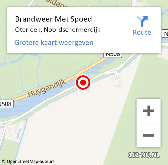 Locatie op kaart van de 112 melding: Brandweer Met Spoed Naar Oterleek, Noordschermerdijk op 15 oktober 2015 08:59