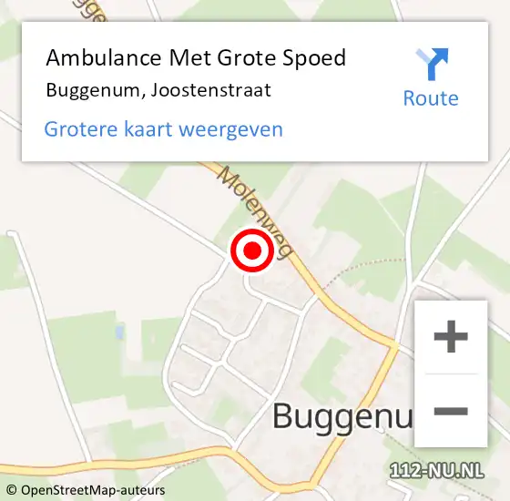 Locatie op kaart van de 112 melding: Ambulance Met Grote Spoed Naar Buggenum, Joostenstraat op 23 november 2013 17:45