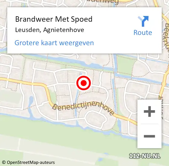 Locatie op kaart van de 112 melding: Brandweer Met Spoed Naar Leusden, Agnietenhove op 15 oktober 2015 09:03