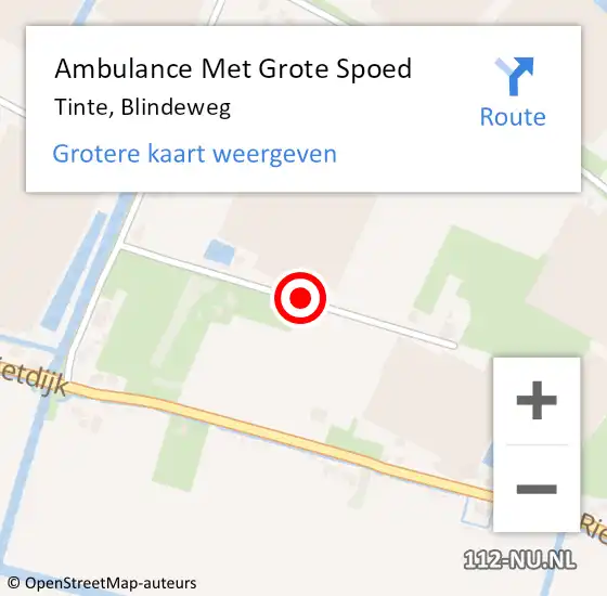 Locatie op kaart van de 112 melding: Ambulance Met Grote Spoed Naar Tinte, Blindeweg op 15 oktober 2015 09:47