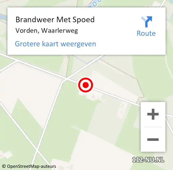 Locatie op kaart van de 112 melding: Brandweer Met Spoed Naar Vorden, Waarlerweg op 15 oktober 2015 10:08