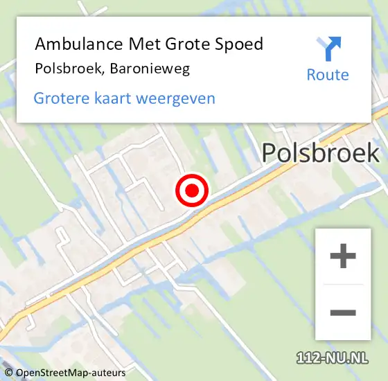 Locatie op kaart van de 112 melding: Ambulance Met Grote Spoed Naar Polsbroek, Baronieweg op 15 oktober 2015 10:15