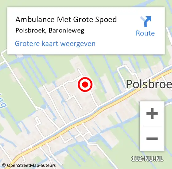 Locatie op kaart van de 112 melding: Ambulance Met Grote Spoed Naar Polsbroek, Baronieweg op 15 oktober 2015 10:32