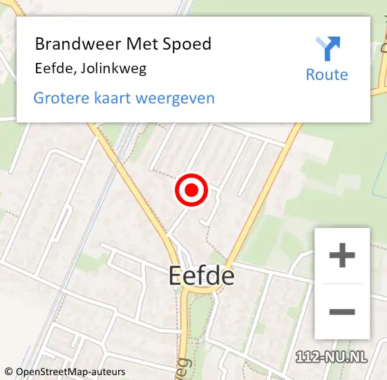 Locatie op kaart van de 112 melding: Brandweer Met Spoed Naar Eefde, Jolinkweg op 15 oktober 2015 12:20