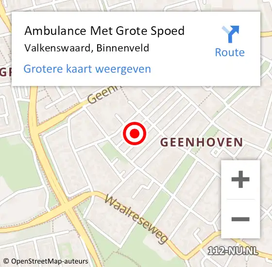 Locatie op kaart van de 112 melding: Ambulance Met Grote Spoed Naar Valkenswaard, Binnenveld op 15 oktober 2015 12:49