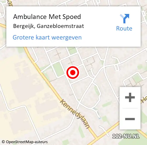 Locatie op kaart van de 112 melding: Ambulance Met Spoed Naar Bergeijk, Ganzebloemstraat op 15 oktober 2015 13:16