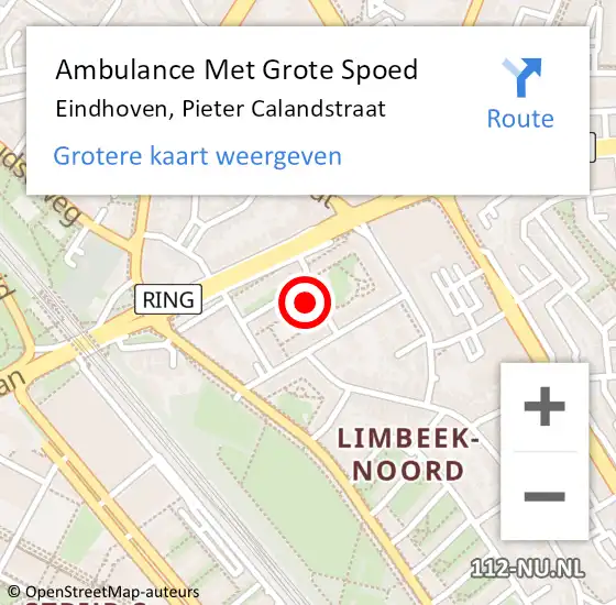 Locatie op kaart van de 112 melding: Ambulance Met Grote Spoed Naar Eindhoven, Pieter Calandstraat op 15 oktober 2015 13:33