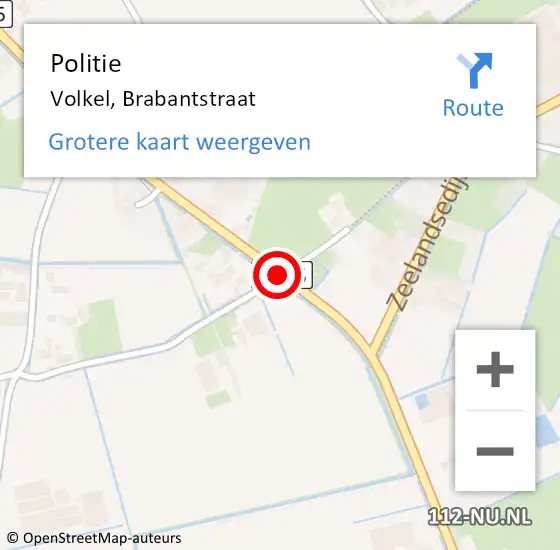 Locatie op kaart van de 112 melding: Politie Volkel, Brabantstraat op 15 oktober 2015 13:52