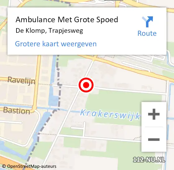 Locatie op kaart van de 112 melding: Ambulance Met Grote Spoed Naar De Klomp, Trapjesweg op 15 oktober 2015 15:00
