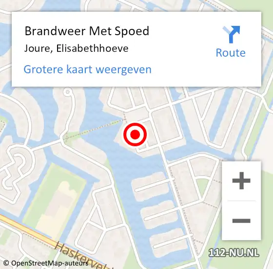 Locatie op kaart van de 112 melding: Brandweer Met Spoed Naar Joure, Elisabethhoeve op 15 oktober 2015 16:35