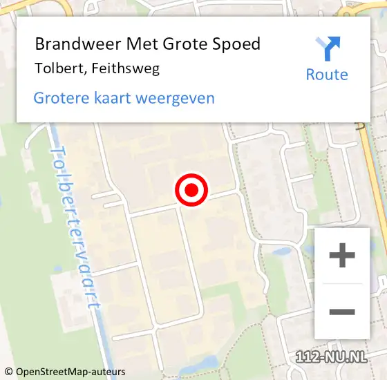 Locatie op kaart van de 112 melding: Brandweer Met Grote Spoed Naar Tolbert, Feithsweg op 15 oktober 2015 17:31