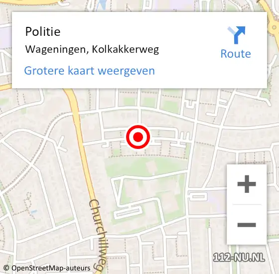 Locatie op kaart van de 112 melding: Politie Wageningen, Kolkakkerweg op 15 oktober 2015 17:40