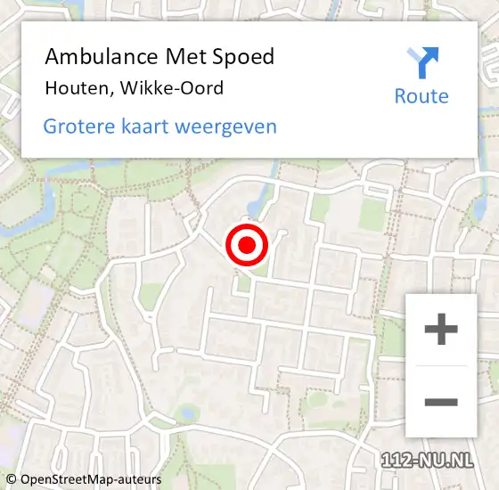 Locatie op kaart van de 112 melding: Ambulance Met Spoed Naar Houten, Wikke-Oord op 15 oktober 2015 17:53