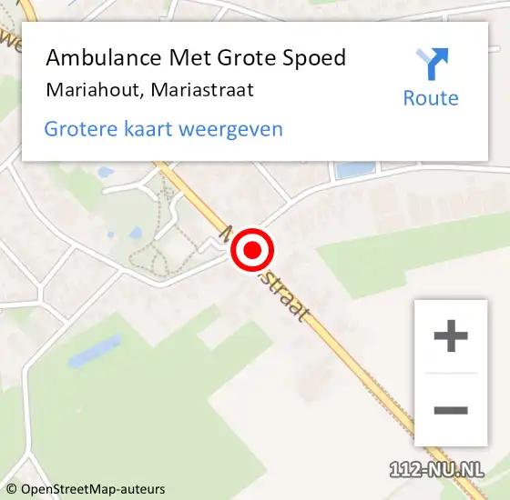 Locatie op kaart van de 112 melding: Ambulance Met Grote Spoed Naar Mariahout, Mariastraat op 15 oktober 2015 19:21