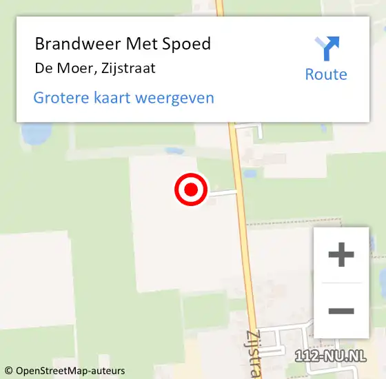 Locatie op kaart van de 112 melding: Brandweer Met Spoed Naar De Moer, Zijstraat op 15 oktober 2015 20:10