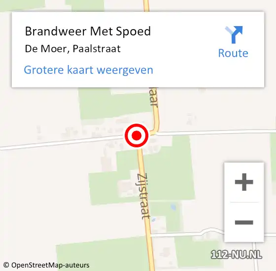 Locatie op kaart van de 112 melding: Brandweer Met Spoed Naar De Moer, Paalstraat op 15 oktober 2015 20:18