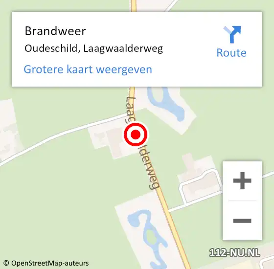 Locatie op kaart van de 112 melding: Brandweer Oudeschild, Laagwaalderweg op 15 oktober 2015 21:10