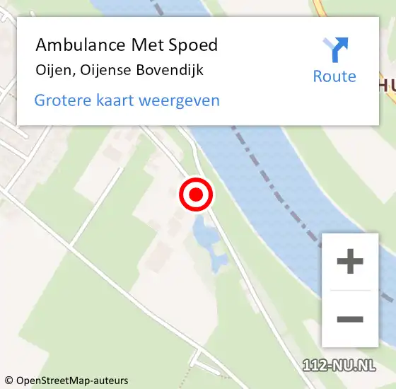 Locatie op kaart van de 112 melding: Ambulance Met Spoed Naar Oijen, Oijense Bovendijk op 15 oktober 2015 22:26