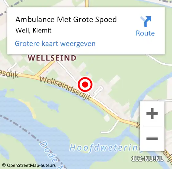 Locatie op kaart van de 112 melding: Ambulance Met Grote Spoed Naar Well, Klemit op 23 november 2013 19:55