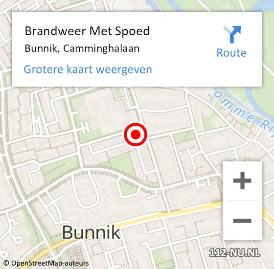 Locatie op kaart van de 112 melding: Brandweer Met Spoed Naar Bunnik, Camminghalaan op 16 oktober 2015 01:03